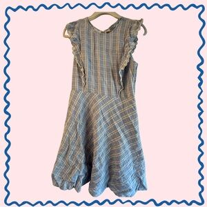 Draper James- Light Blue and White Gingham Embroidered Dress